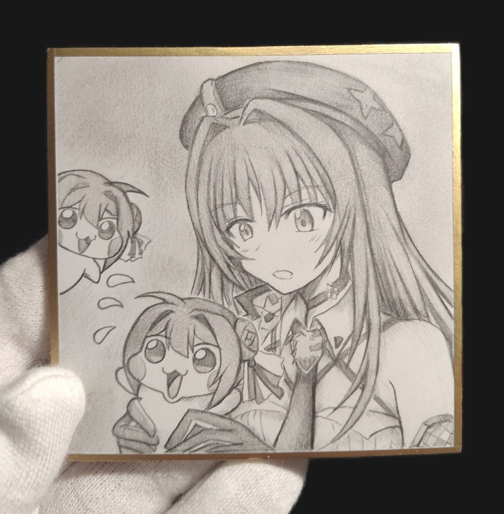 ラピとDoroの色紙イラスト 原画