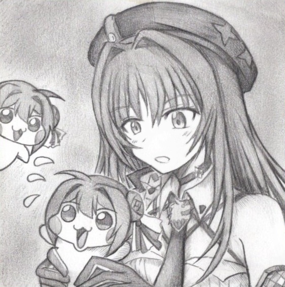 ラピとDoroの色紙イラスト 原画