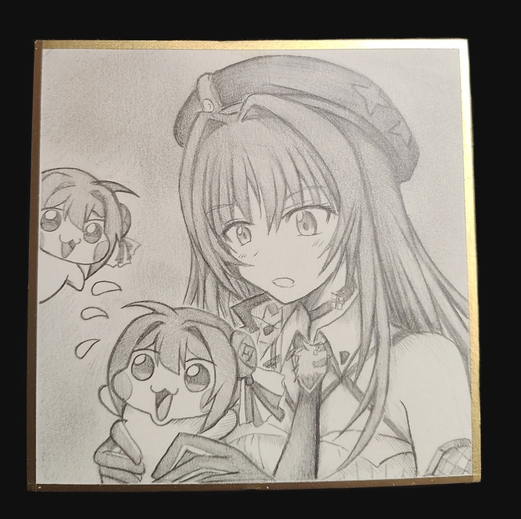 ラピとDoroの色紙イラスト 原画