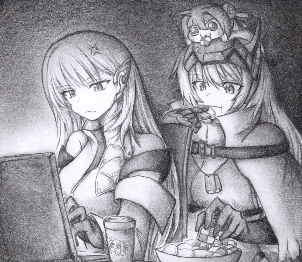 セシルの夜食を勝手に食べるスノーホワイトの色紙イラスト 原画