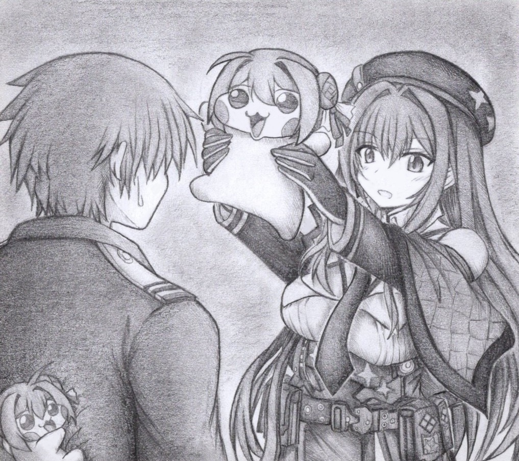 保護したDoroを指揮官に見せるラピの色紙イラスト 原画