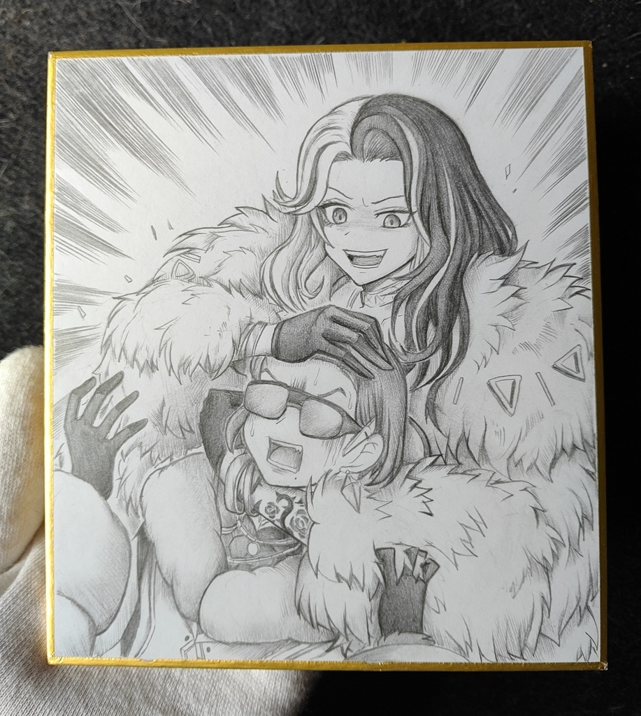 ヘッドロックをキメるロザンナの色紙イラスト 原画