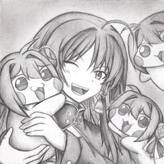 Doroと仲良しのモランの色紙イラスト 原画