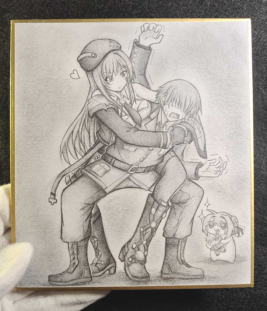 指揮官にコブラツイストするラピの色紙イラスト 原画