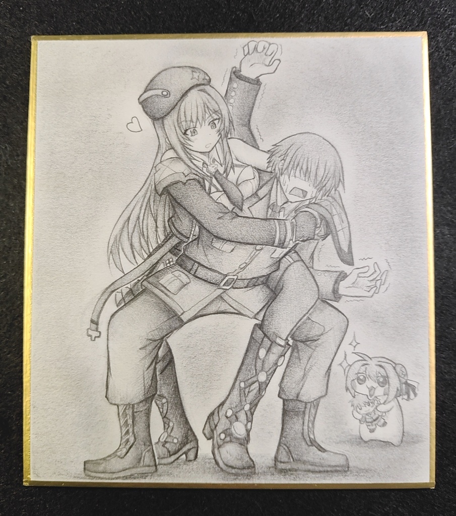 指揮官にコブラツイストするラピの色紙イラスト 原画