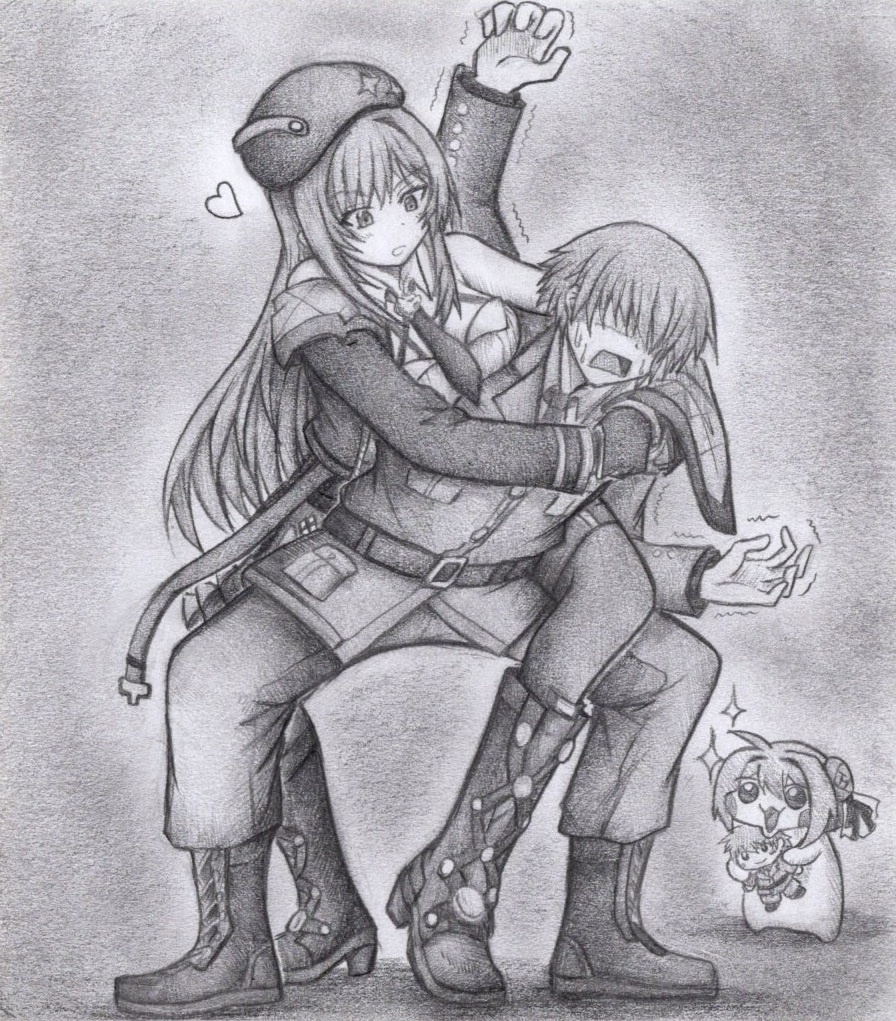 指揮官にコブラツイストするラピの色紙イラスト 原画