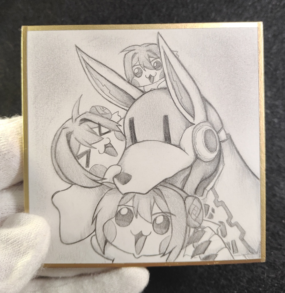 ボルトとDoroの色紙イラスト 原画