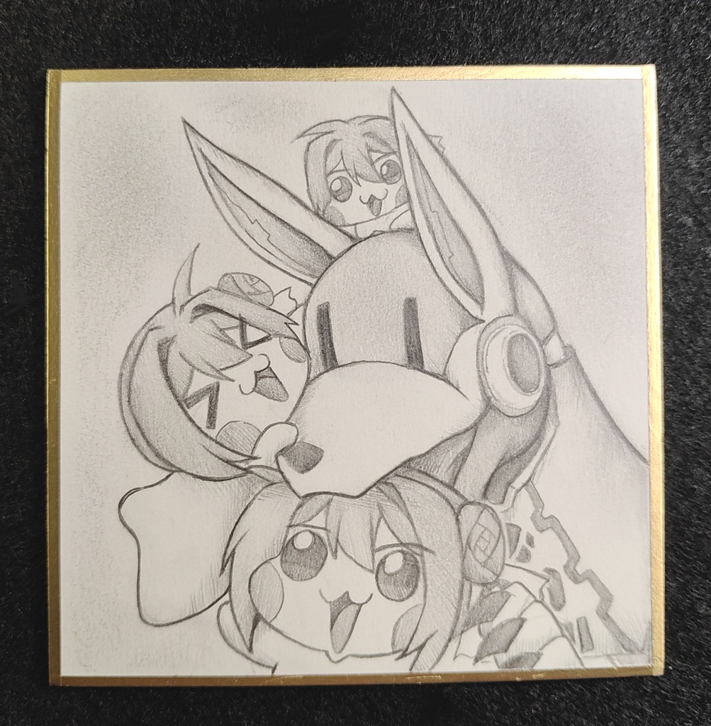 ボルトとDoroの色紙イラスト 原画