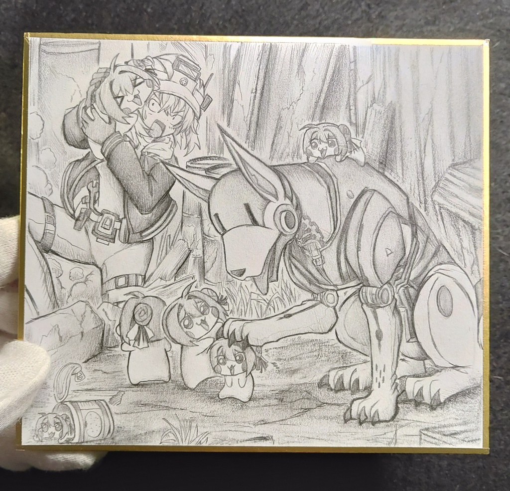 Doro達を保護したボルトたちの色紙イラスト 原画