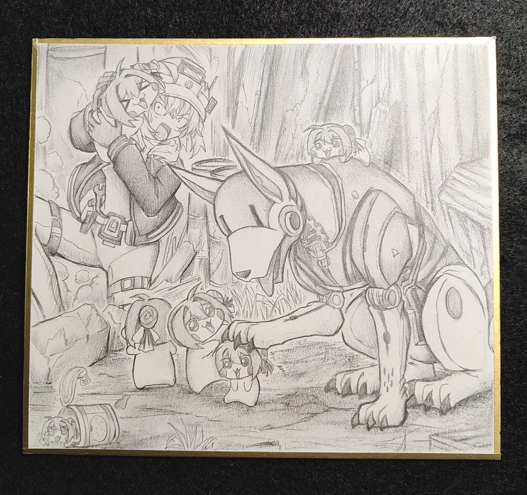 Doro達を保護したボルトたちの色紙イラスト 原画