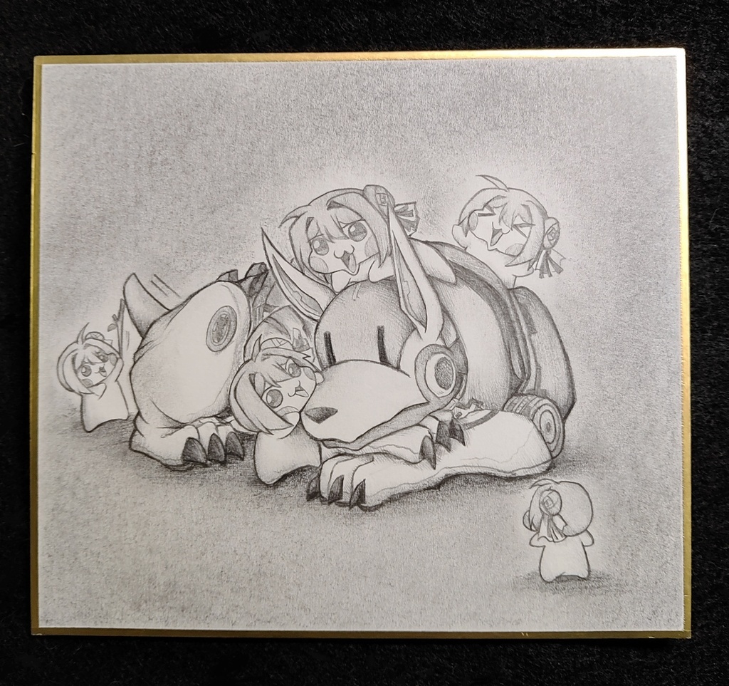 ボルトと仲良しのDoroの色紙イラスト 原画