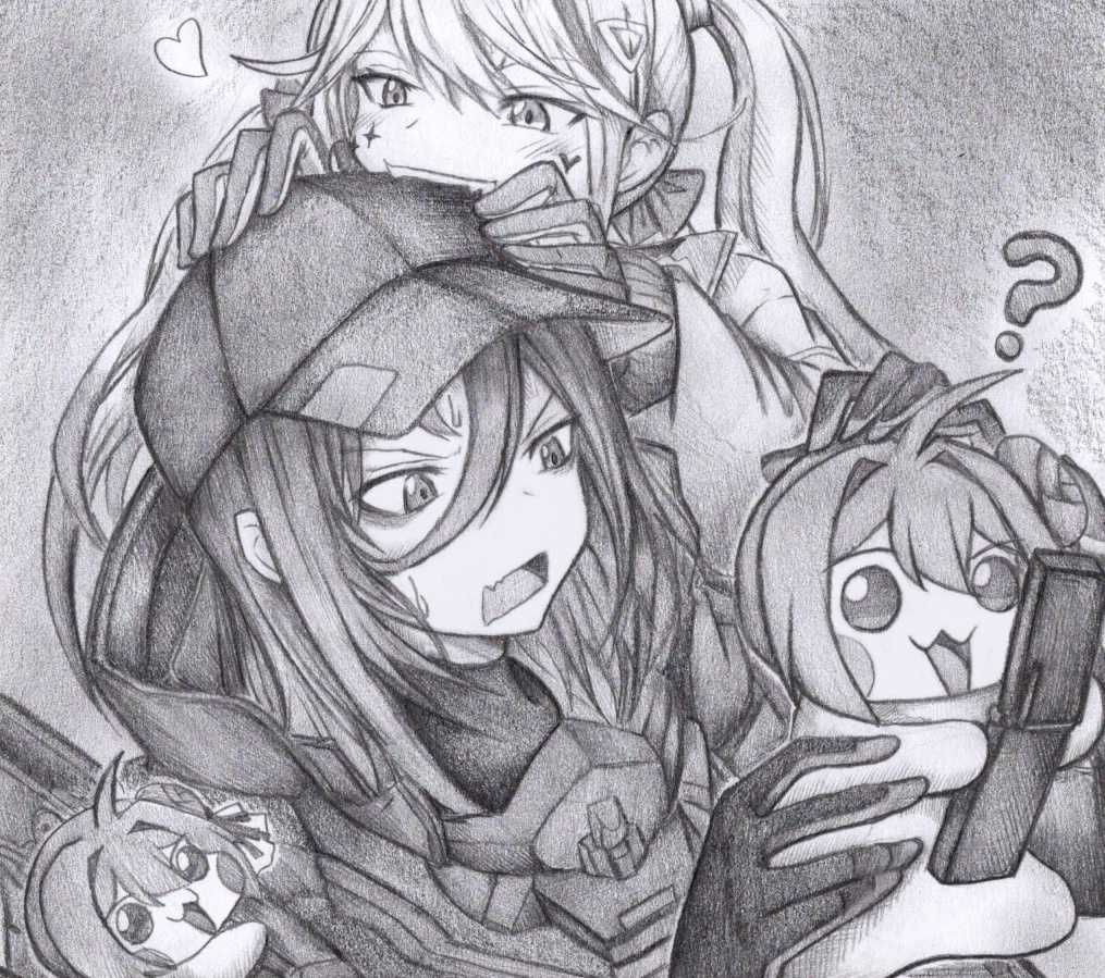 ジャッカルに懐かれ、Doroの行動に慌てているE.H.の色紙イラスト 原画