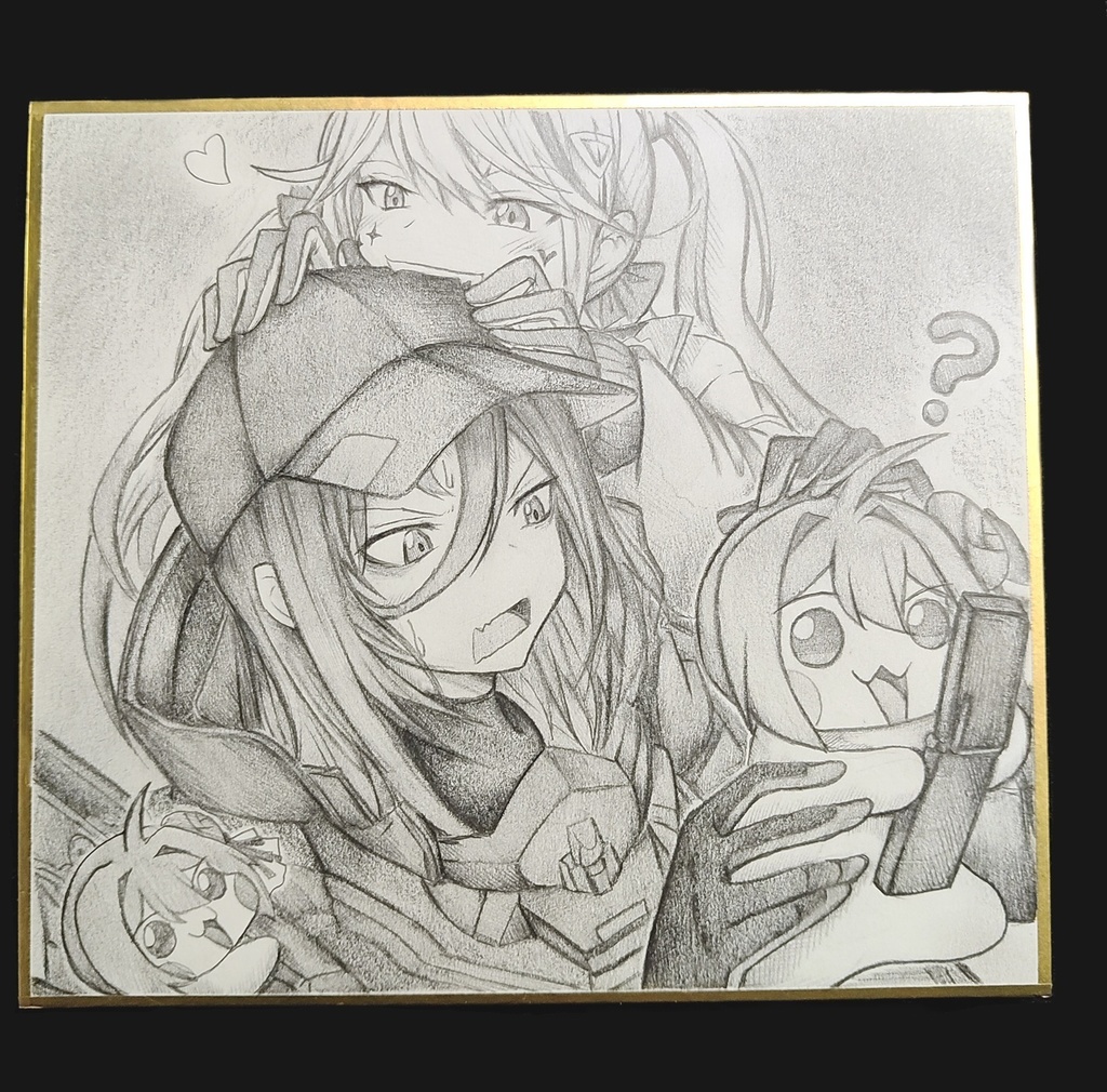 ジャッカルに懐かれ、Doroの行動に慌てているE.H.の色紙イラスト 原画