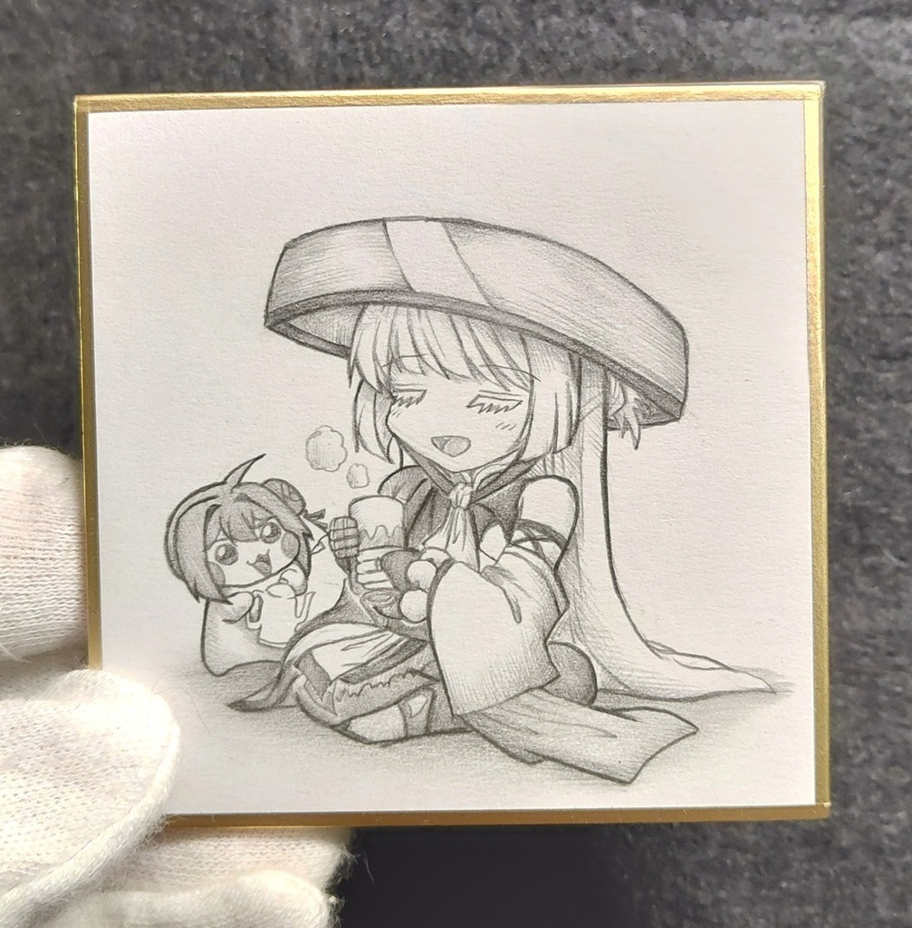 ナユタとDoroの色紙イラスト 原画