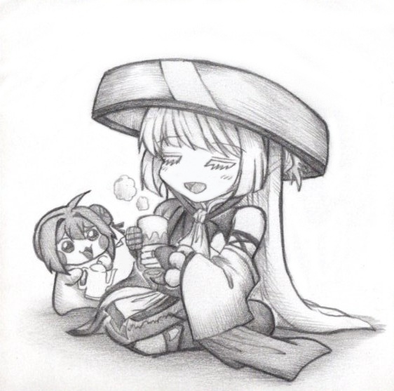 ナユタとDoroの色紙イラスト 原画