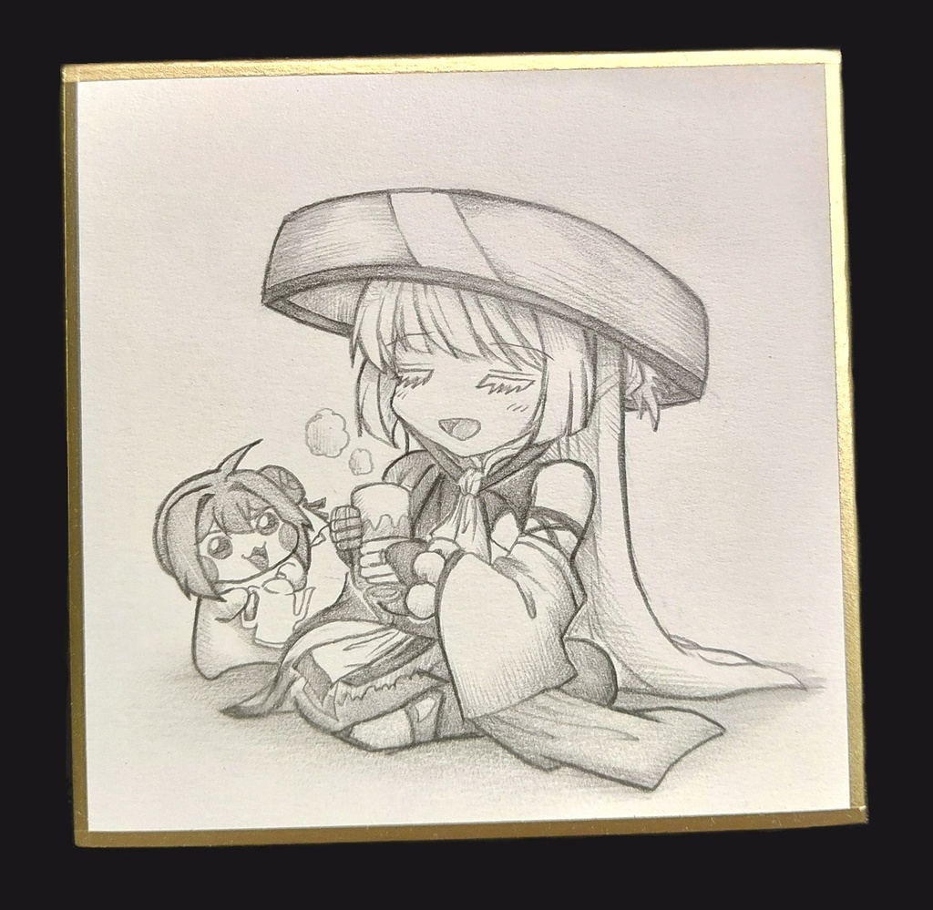 ナユタとDoroの色紙イラスト 原画