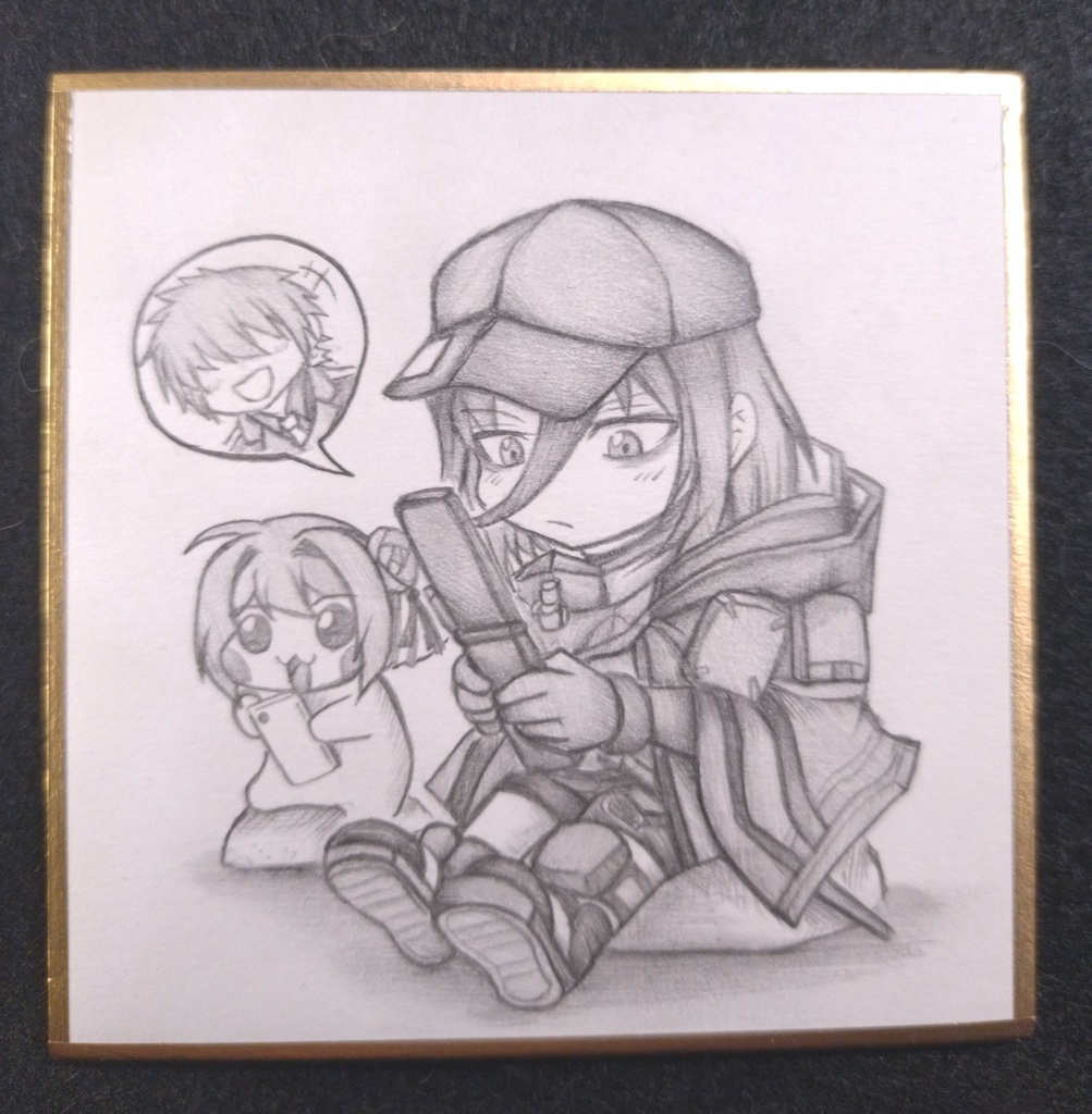 E.H.とDoroの色紙イラスト 原画