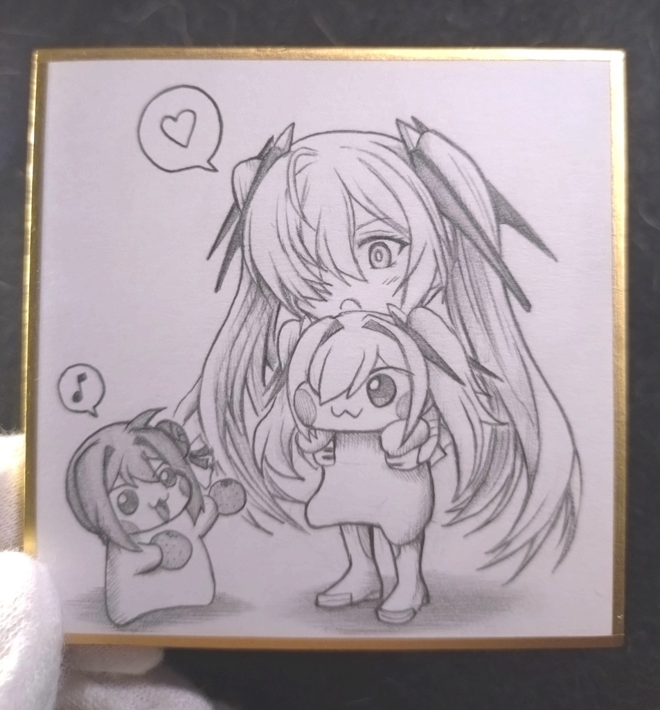 シンデレラ達にオレンジをあげるDoroの色紙イラスト 原画