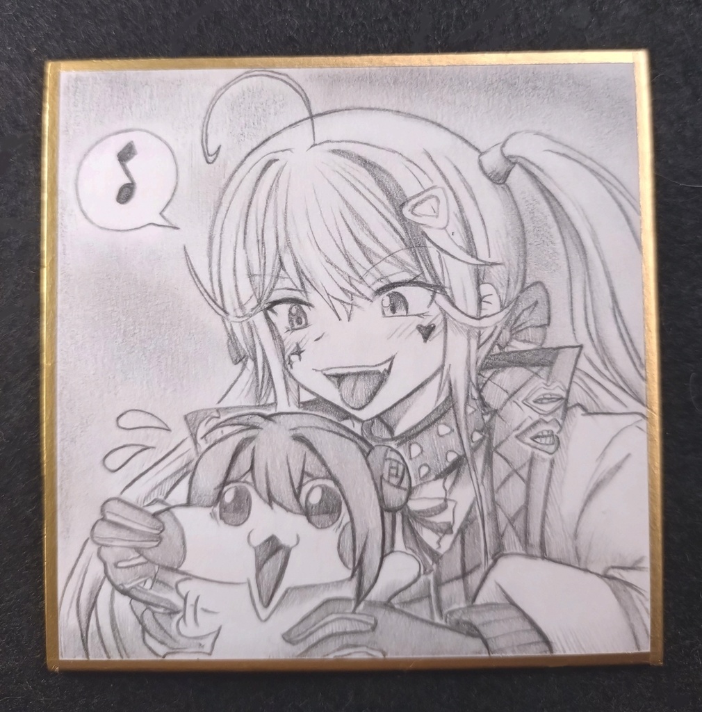 ジャッカルとDoroの色紙イラスト 原画