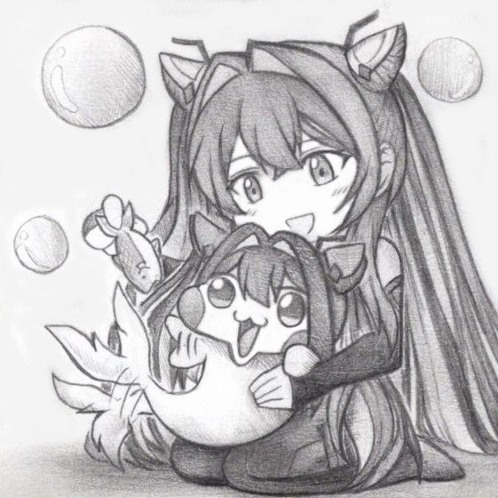 セイレーンとDoroレーンの色紙イラスト 原画