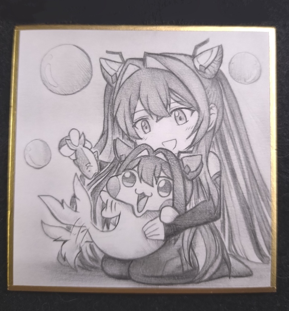 セイレーンとDoroレーンの色紙イラスト 原画