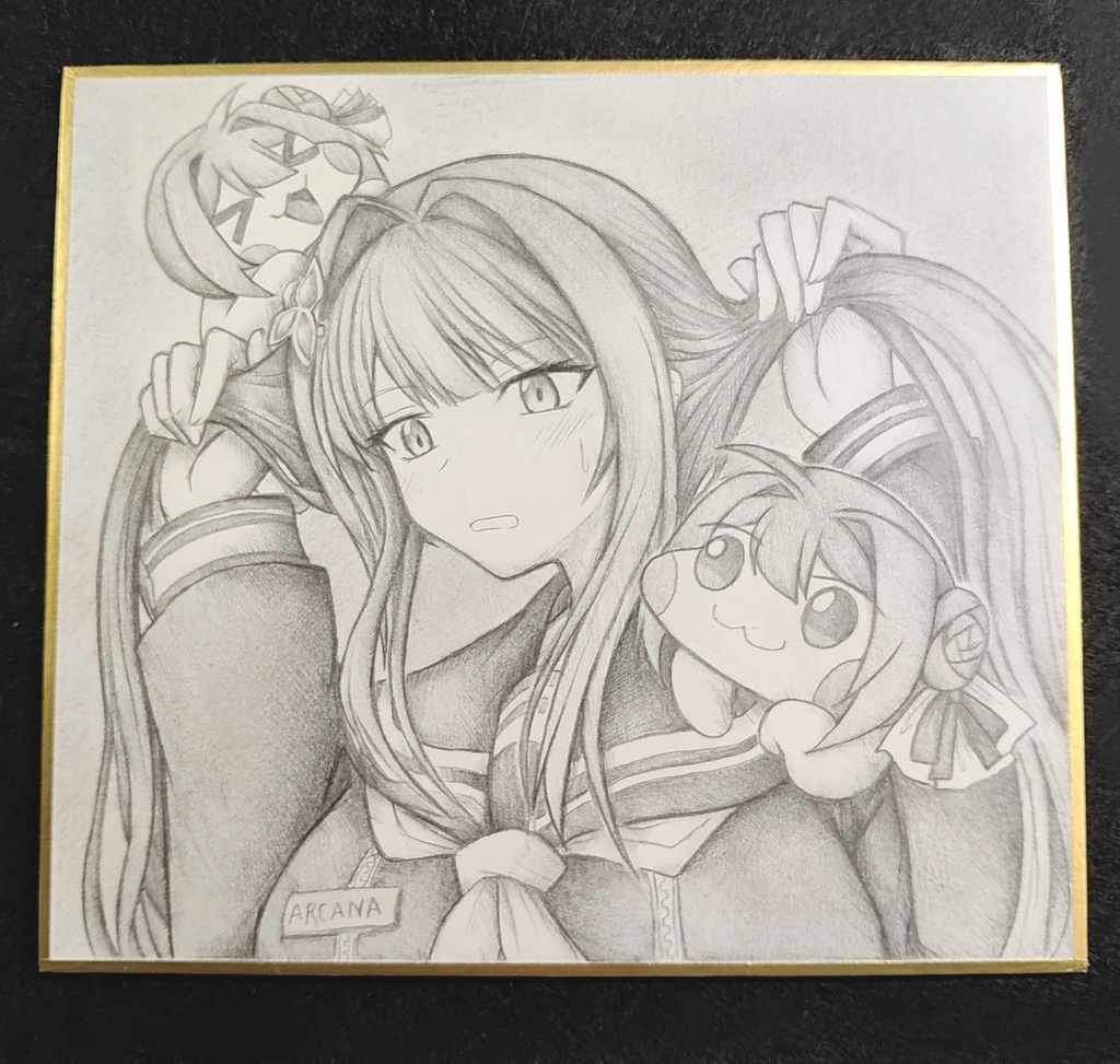 懐くDoroに戸惑うアルカナの色紙イラスト 原画