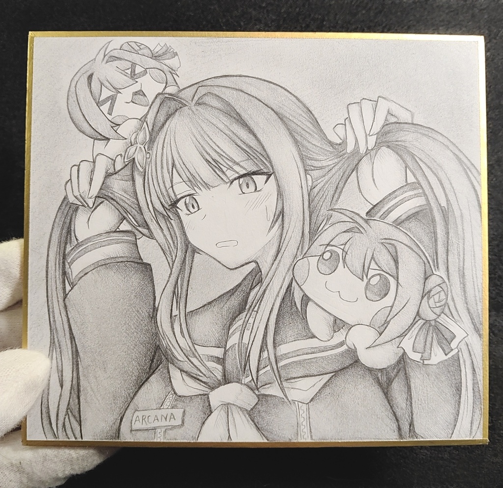 懐くDoroに戸惑うアルカナの色紙イラスト 原画