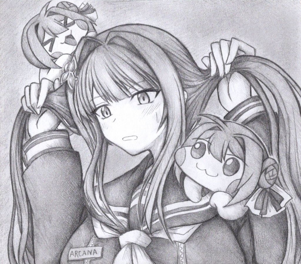 懐くDoroに戸惑うアルカナの色紙イラスト 原画