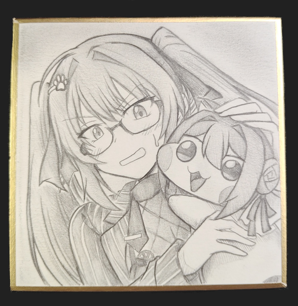 プリバティ先生に懐くDoroの色紙イラスト 原画