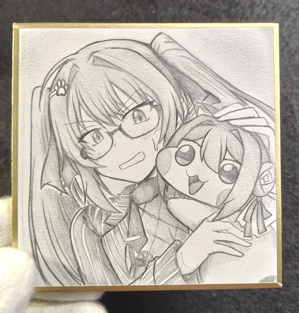 プリバティ先生に懐くDoroの色紙イラスト 原画