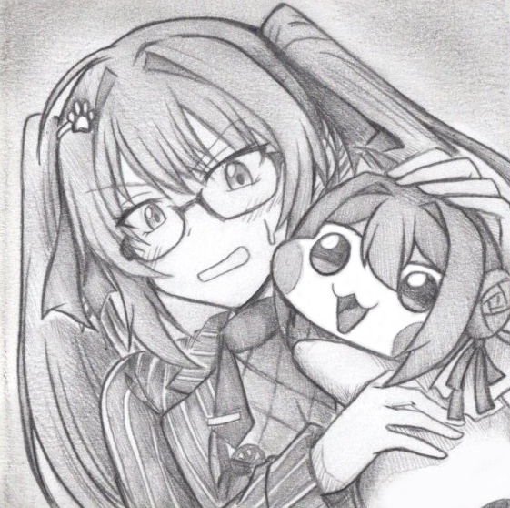 プリバティ先生に懐くDoroの色紙イラスト 原画