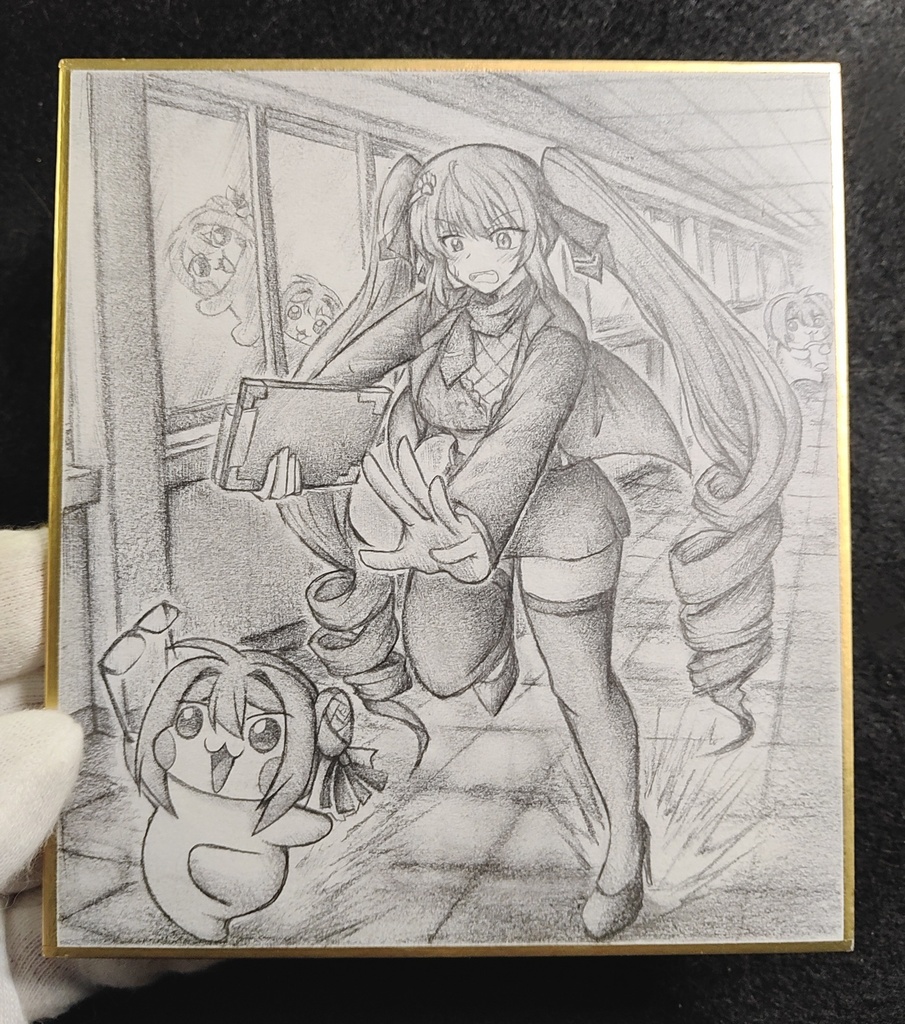 Doroを追いかけるプリバティ先生の色紙イラスト 原画