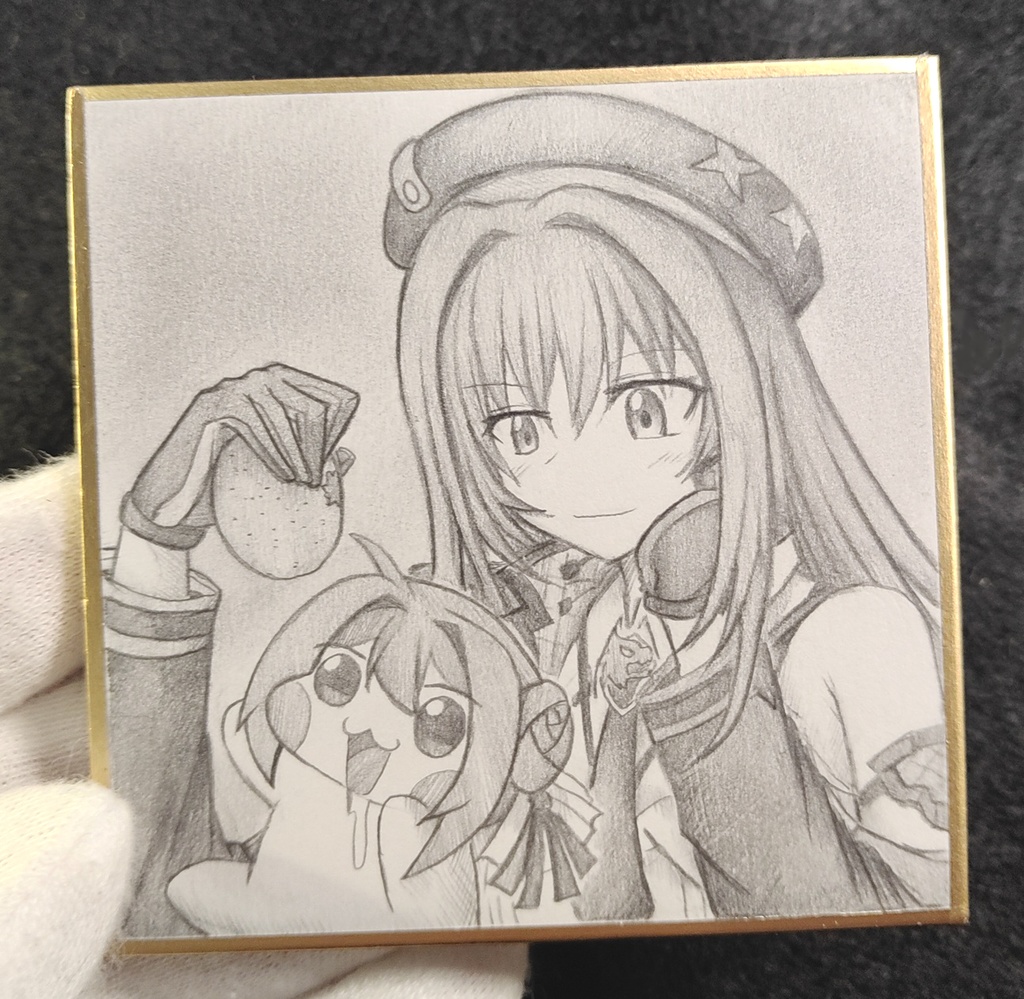 Doroにオレンジをあげるラピの色紙イラスト 原画