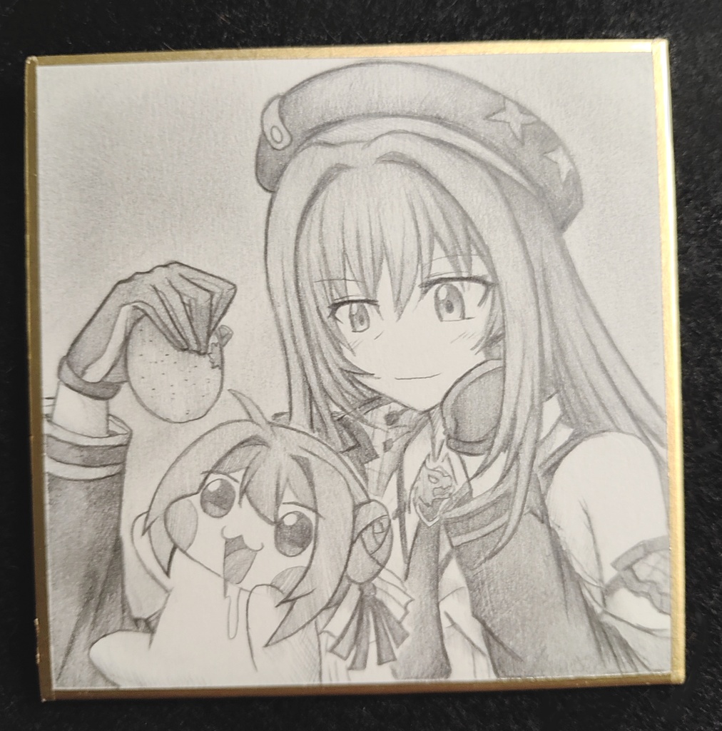 Doroにオレンジをあげるラピの色紙イラスト 原画