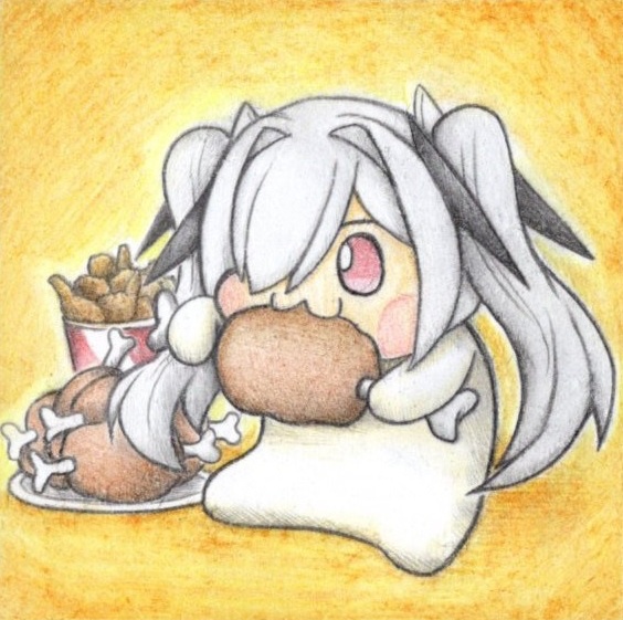 より美しくなるために肉を食べるシンDoroラの色紙イラスト 原画