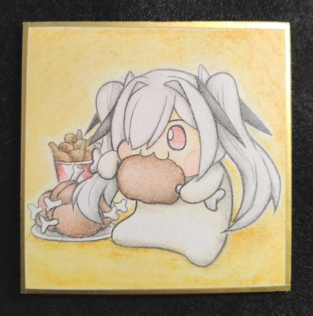 より美しくなるために肉を食べるシンDoroラの色紙イラスト 原画