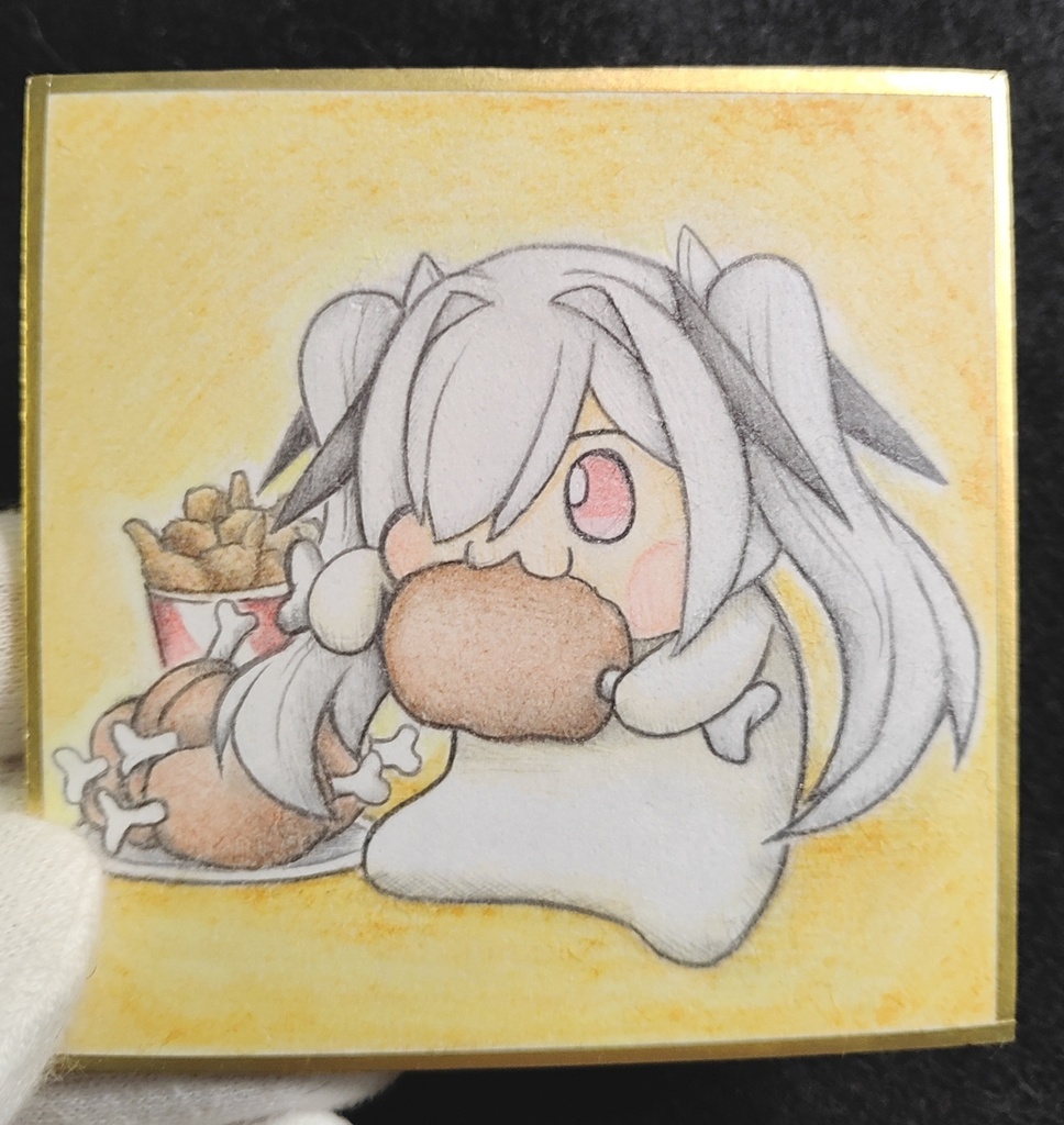 より美しくなるために肉を食べるシンDoroラの色紙イラスト 原画