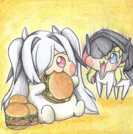 食べてるシンDoroラに驚くグレDoroの色紙イラスト 原画