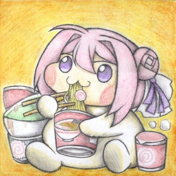 ラーメンを食べまくるDoroの色紙イラスト 原画