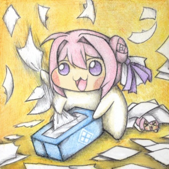 ティッシュで遊ぶDoroの色紙イラスト 原画