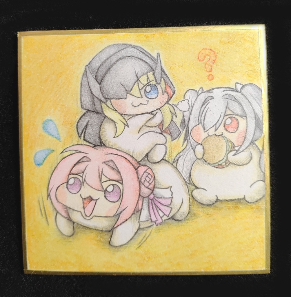 腕立てさせられるDoroの色紙イラスト 原画