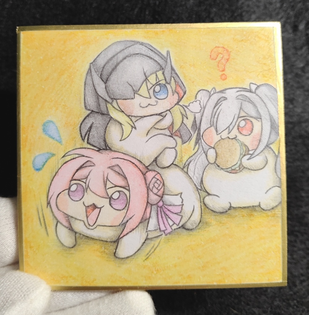 腕立てさせられるDoroの色紙イラスト 原画