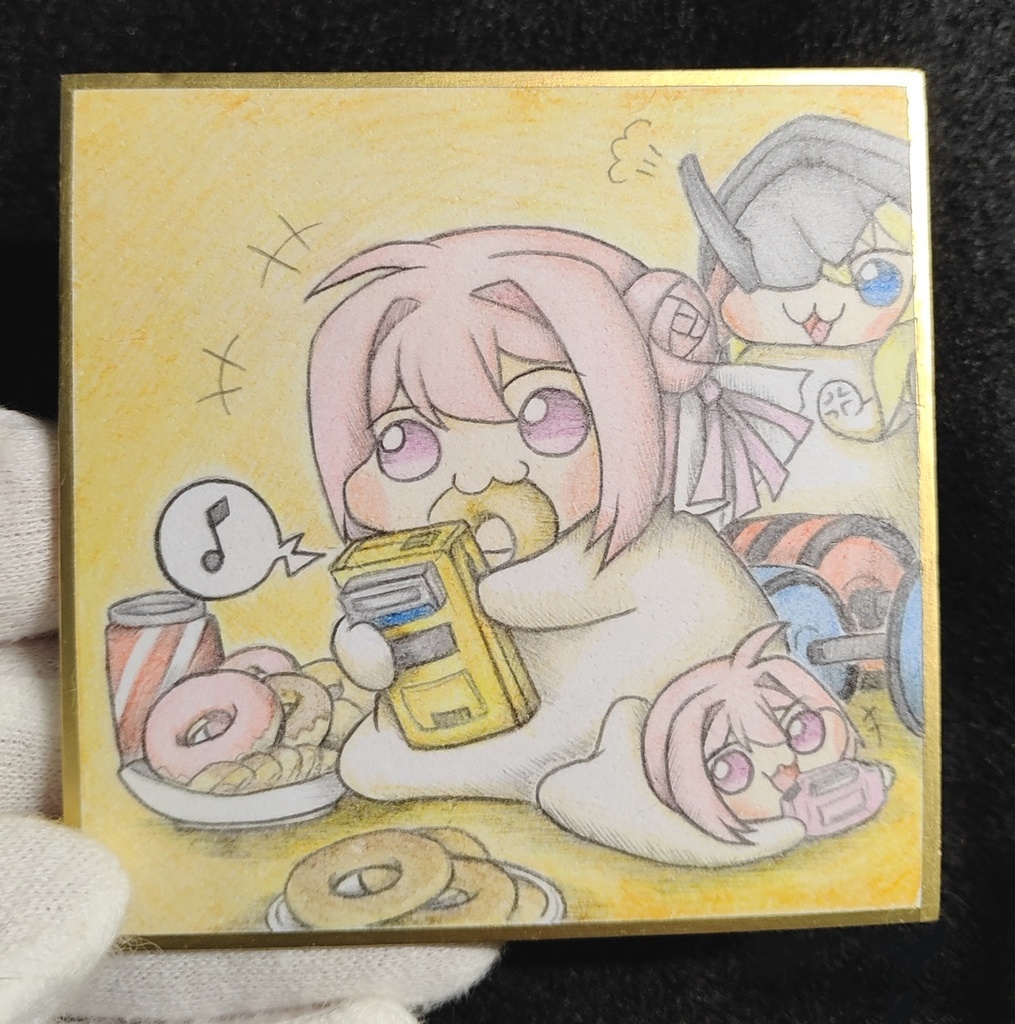 疲れて休憩してるDoroの色紙イラスト 原画