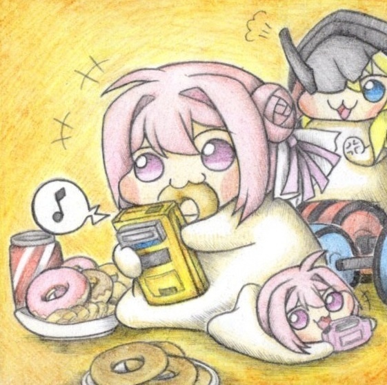 疲れて休憩してるDoroの色紙イラスト 原画