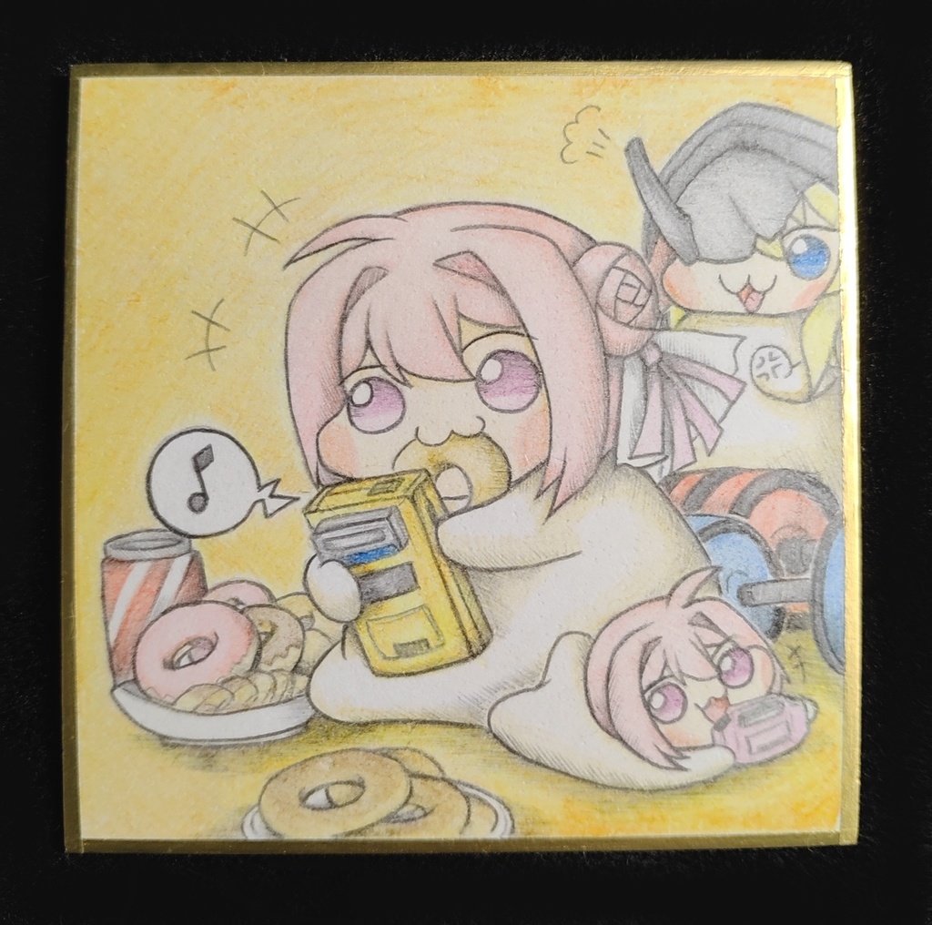 疲れて休憩してるDoroの色紙イラスト 原画