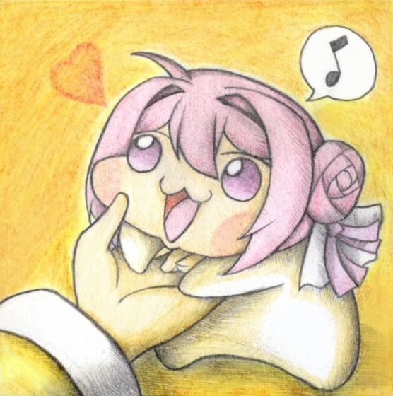 アニスに撫でられるDoroの色紙イラスト 原画