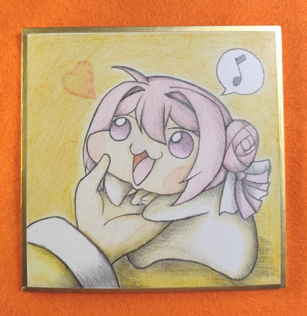 アニスに撫でられるDoroの色紙イラスト 原画