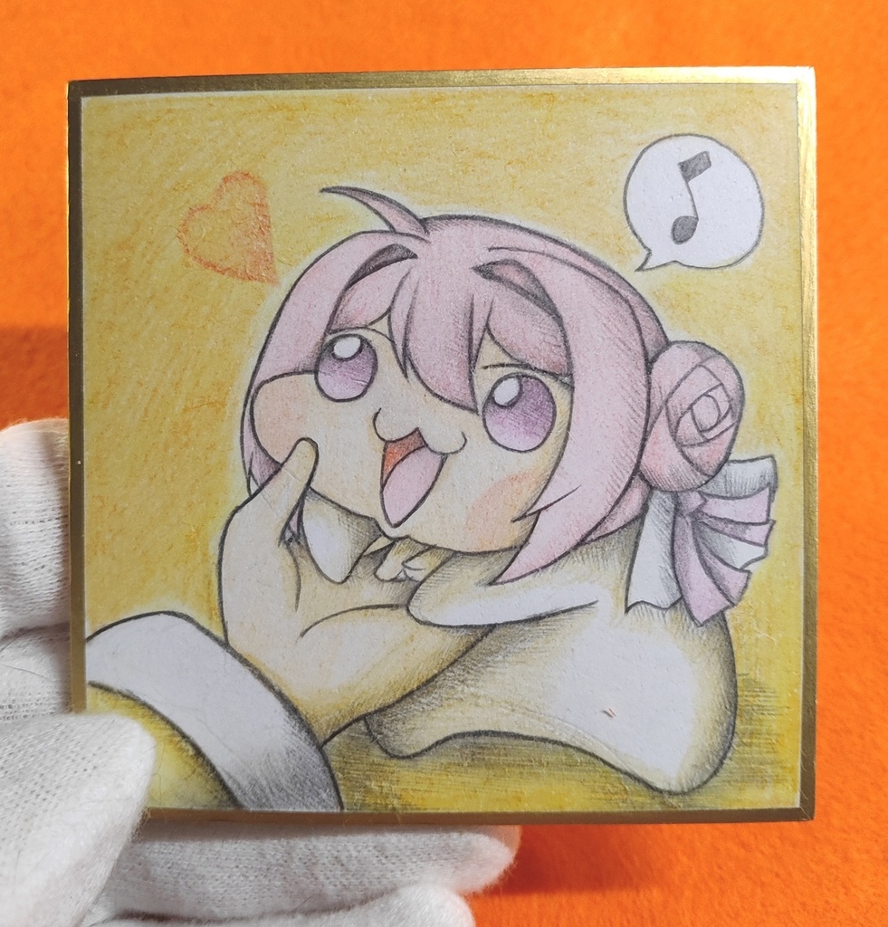 アニスに撫でられるDoroの色紙イラスト 原画