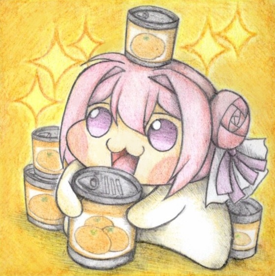 缶詰の蓋を開けてほしいDoroの色紙イラスト 原画