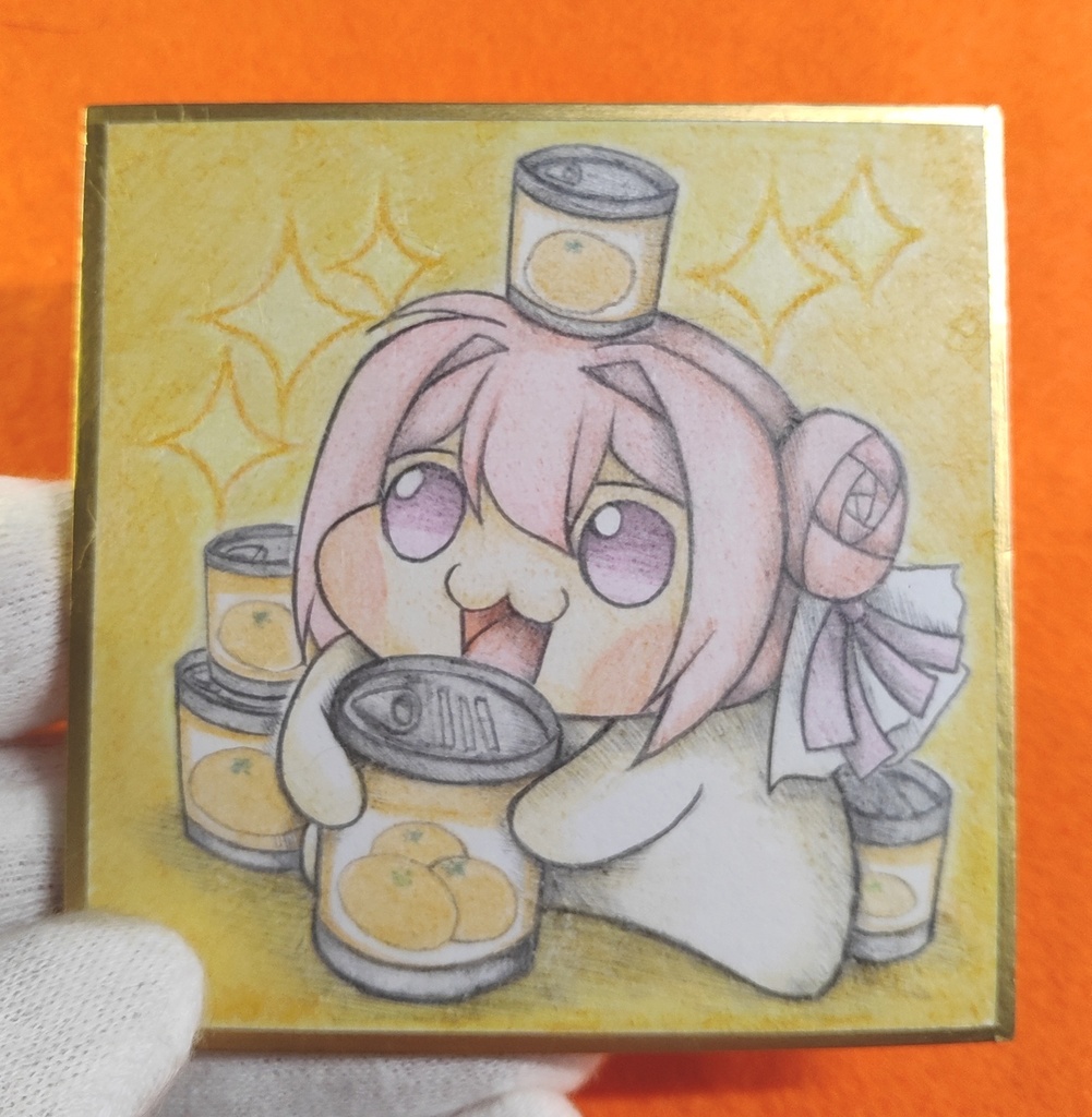 缶詰の蓋を開けてほしいDoroの色紙イラスト 原画